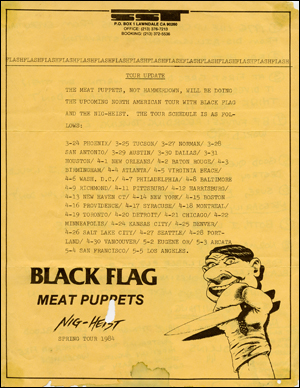 [ Black Flag Tour Update / Spring Tour 1984 with Handwritten Note by Henry Rollins ]