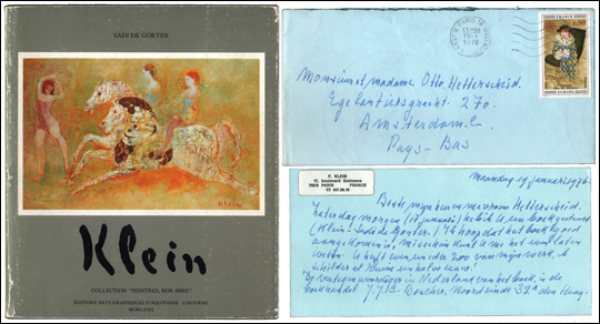 Handwritten Letter from Fred Klein to Otto Hetterscheid and Inscribed Monograph 