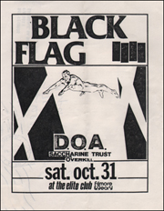 [ Black Flag at the Elite Club / Sat. Oct. 31 [ 1981 ] ]