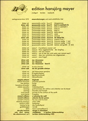Edition Hansjörg Mayer Verlagsverzeichnis 1973