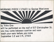 Morning Piece (1964) to George Maciunas [ aka: Announcement for Morning Piece (1964) to George Maciunas, roof of Yoko Ono's apartment building, New York ]
