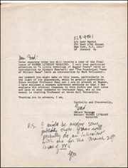 Letter from Gerard Malanga Regarding Wagner Literary Magazine