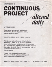 Latest Version of Continuous Project Altered Daily by Yvonne Rainer