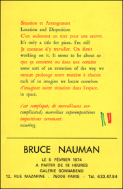 Bruce Nauman : Situation et Arrangement / Location and Disposition