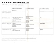 Franklin Furnace Calendar of Events