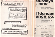 Jeff Duncan Dance Studio : Studio Theater for Dance, Set of Eight Fliers and Announcements for Performances and Events, 1964 - 1965 [Mondays at Nine,