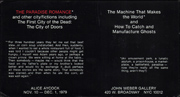 The Paradise Romance / The Machine That Makes the World and How to Catch and Manufacture Ghosts
