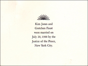 Kim Jones and Gretchen Faust Marriage Announcement
