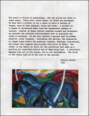 Sherrie Levine Text with Franz Marc Postcard : [The world is filled to suffocating. . . . ]